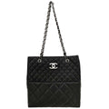 Chanel 2011 Black Calfskin Shoulder Tote Bag