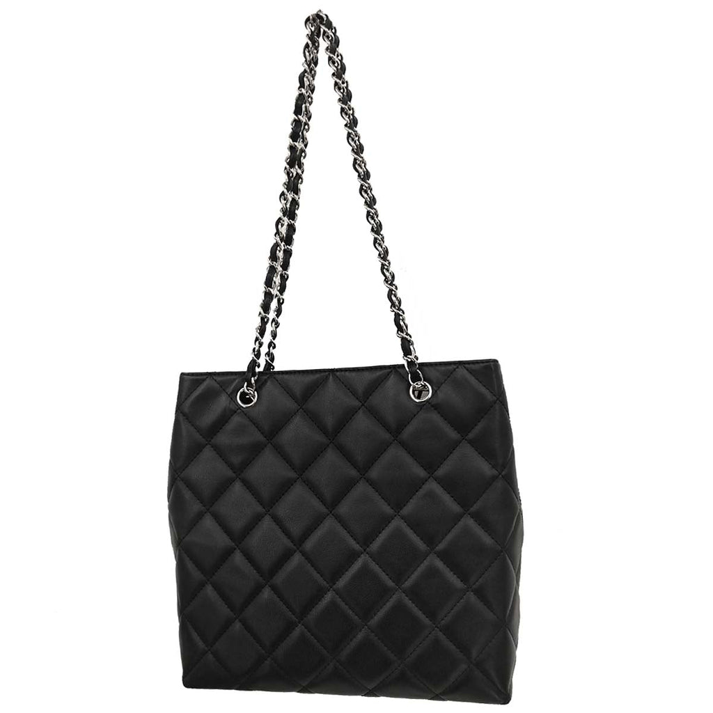 Chanel 2011 Black Calfskin Shoulder Tote Bag