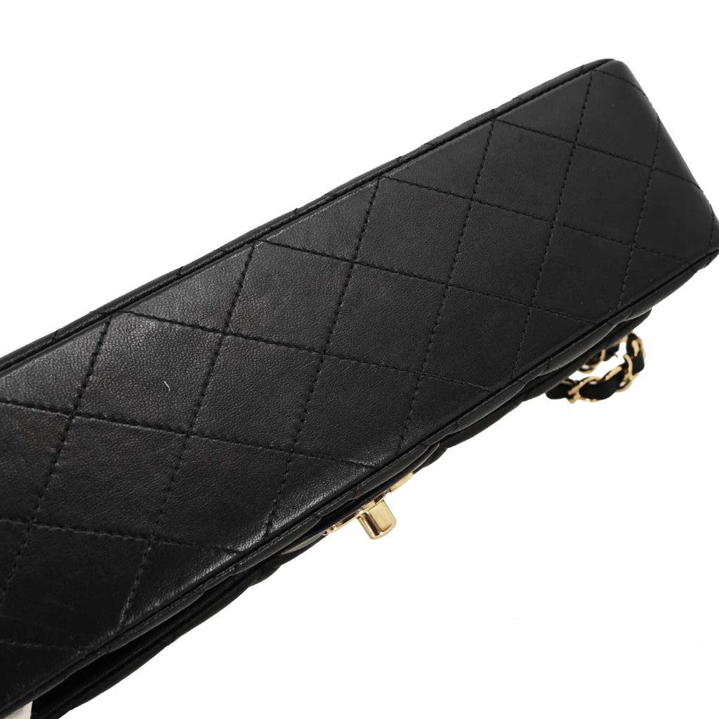 Chanel 2015-2016 Black Lambskin Medium Classic Double Flap Shoulder Bag