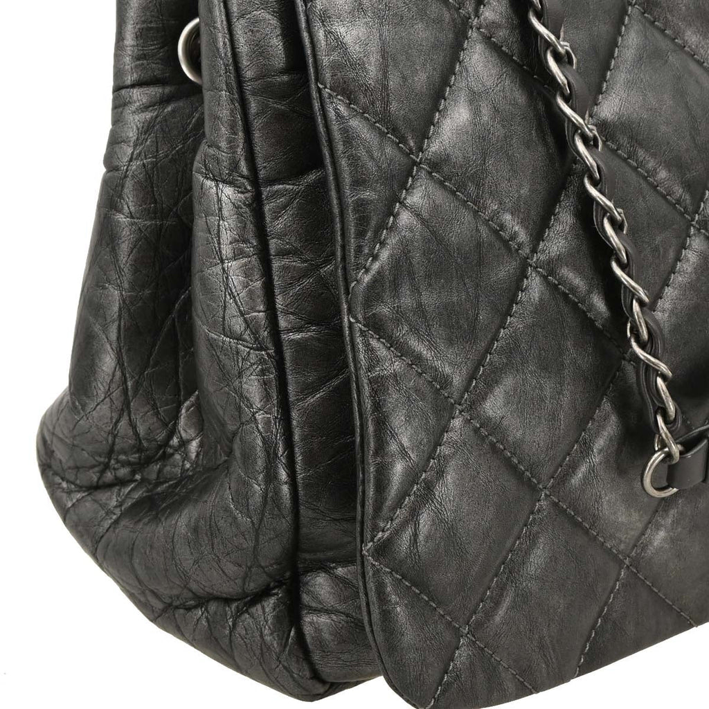 Chanel 2011 Gray Calfskin Pondichery Flap 2way Shoulder Handbag