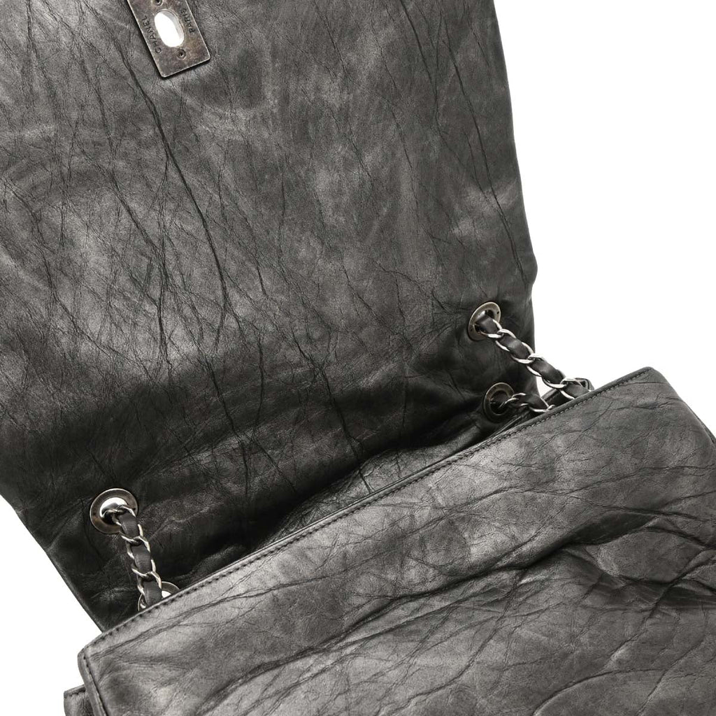 Chanel 2011 Gray Calfskin Pondichery Flap 2way Shoulder Handbag