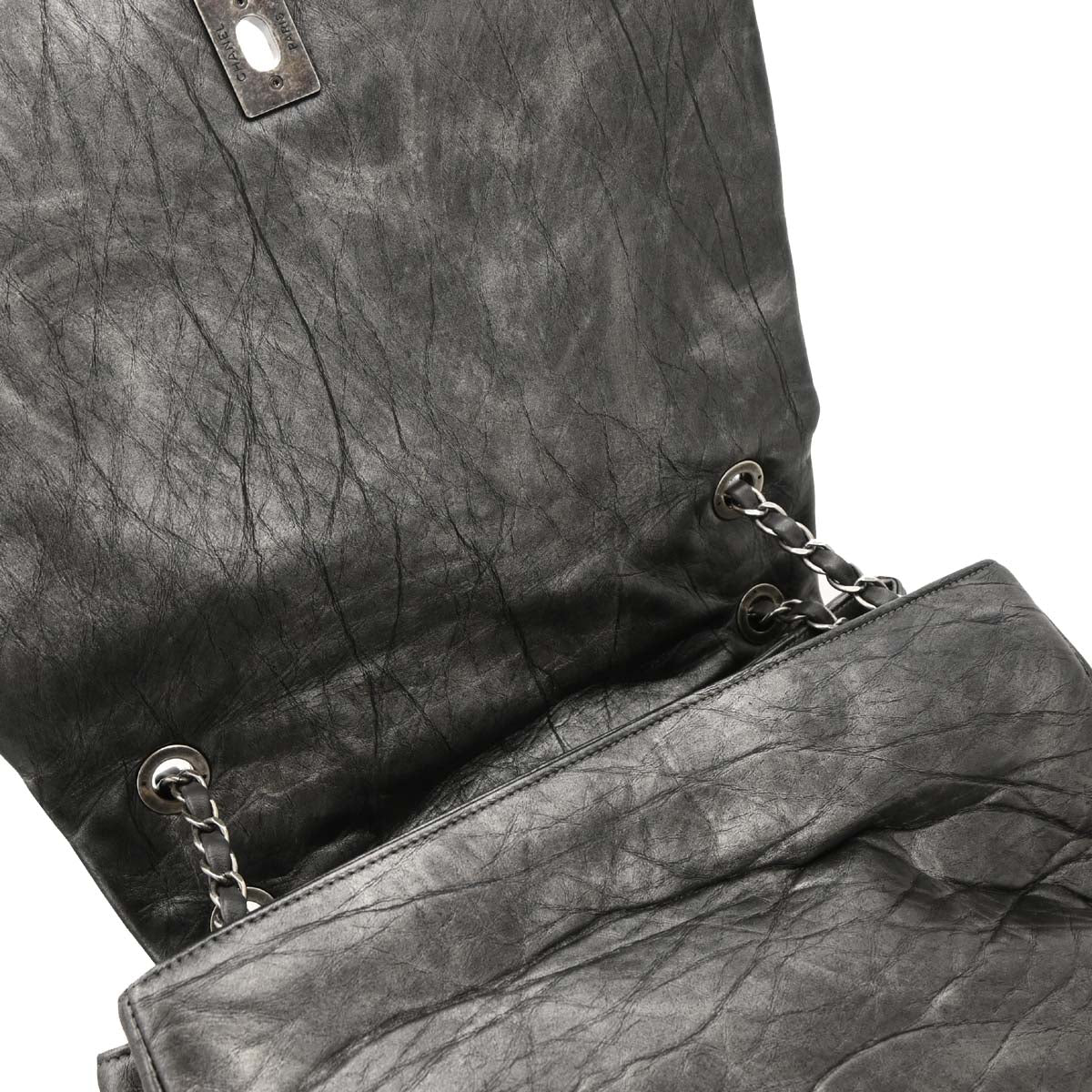 Chanel 2011 Gray Calfskin Pondichery Flap 2way Shoulder Handbag