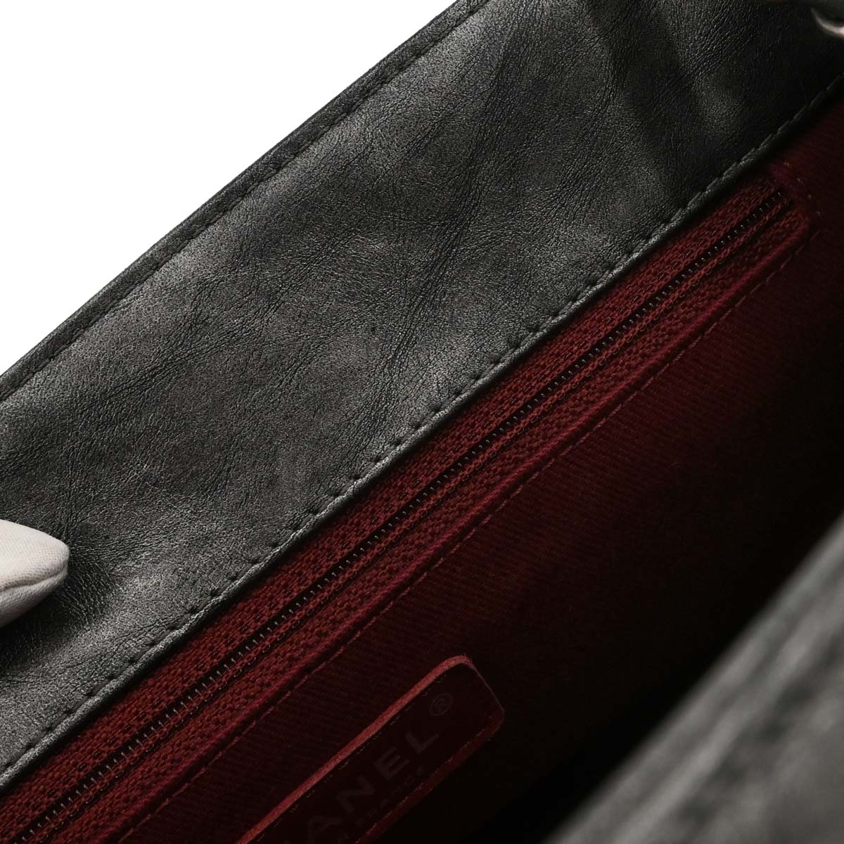 Chanel 2011 Gray Calfskin Pondichery Flap 2way Shoulder Handbag