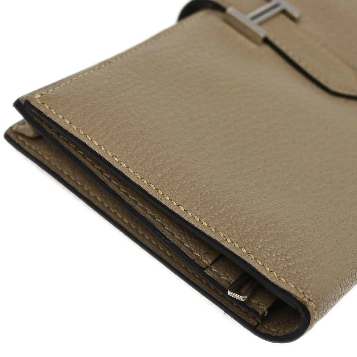 Hermes 2011 Gris Tourterelle Chevre Bearn Soufre Bifold Long Wallet