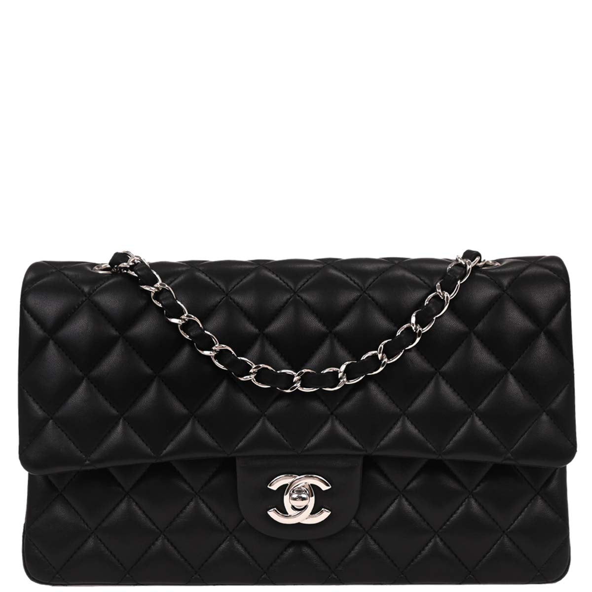 Chanel 2019 Black Lambskin Medium Classic Double Flap Shoulder Bag