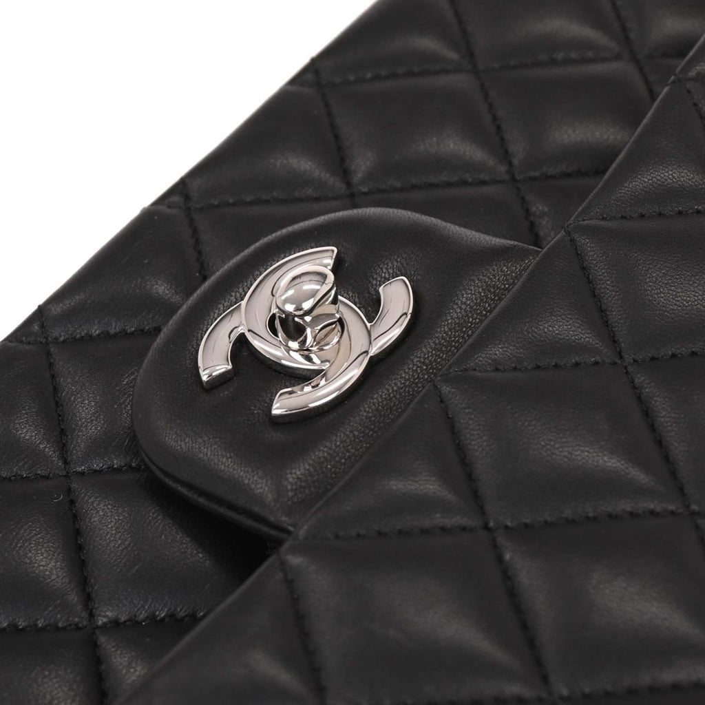 Chanel 2019 Black Lambskin Medium Classic Double Flap Shoulder Bag