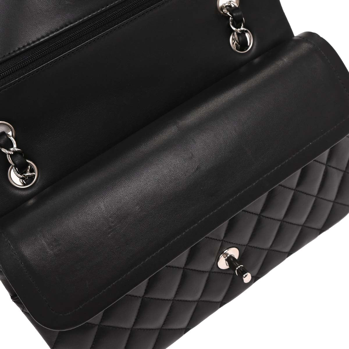Chanel 2019 Black Lambskin Medium Classic Double Flap Shoulder Bag