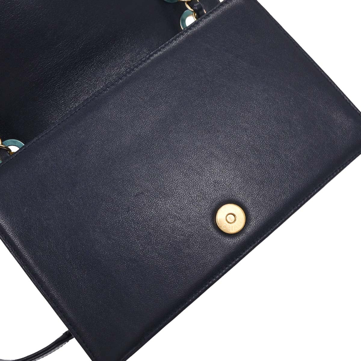 Chanel 2017 Navy Calfskin Chevron Shoulder Bag