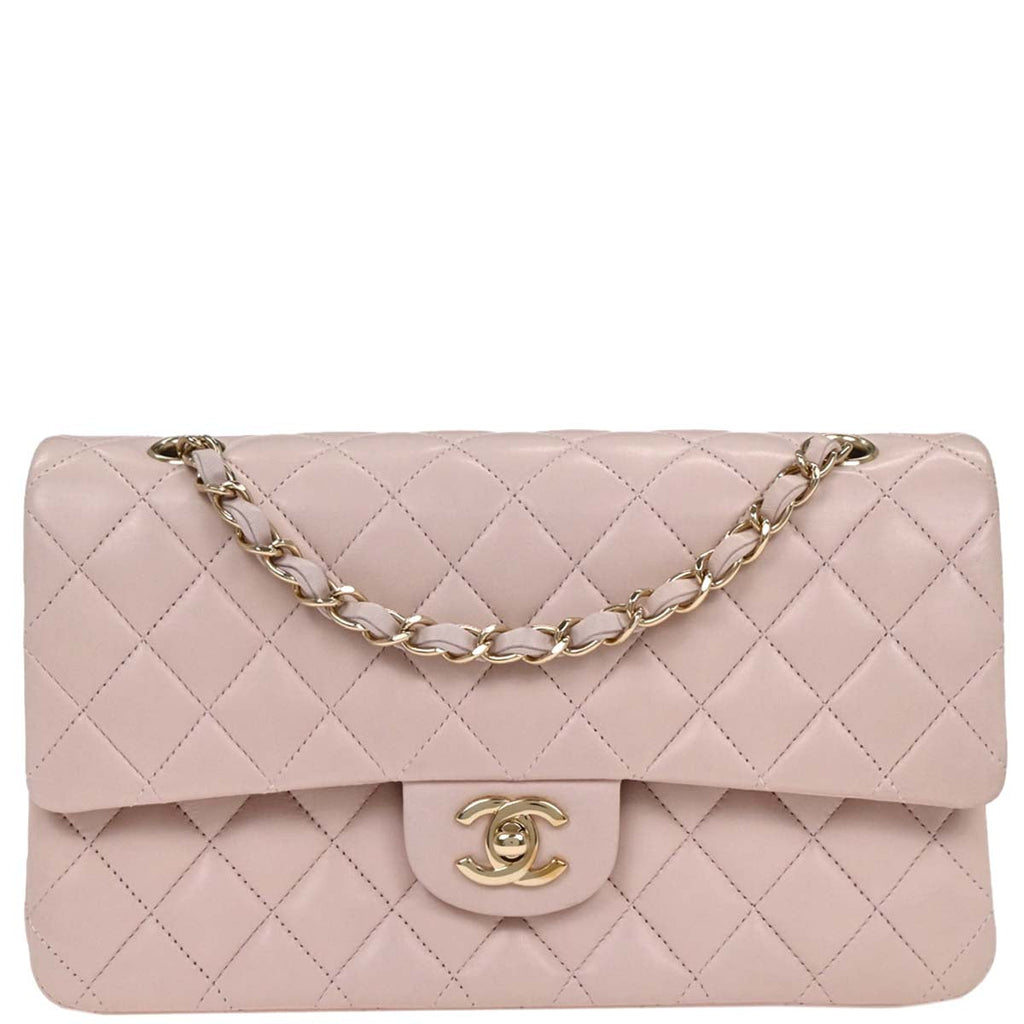 Chanel 2012-2013 Light Pink Lambskin Medium Classic Double Flap Shoulder Bag