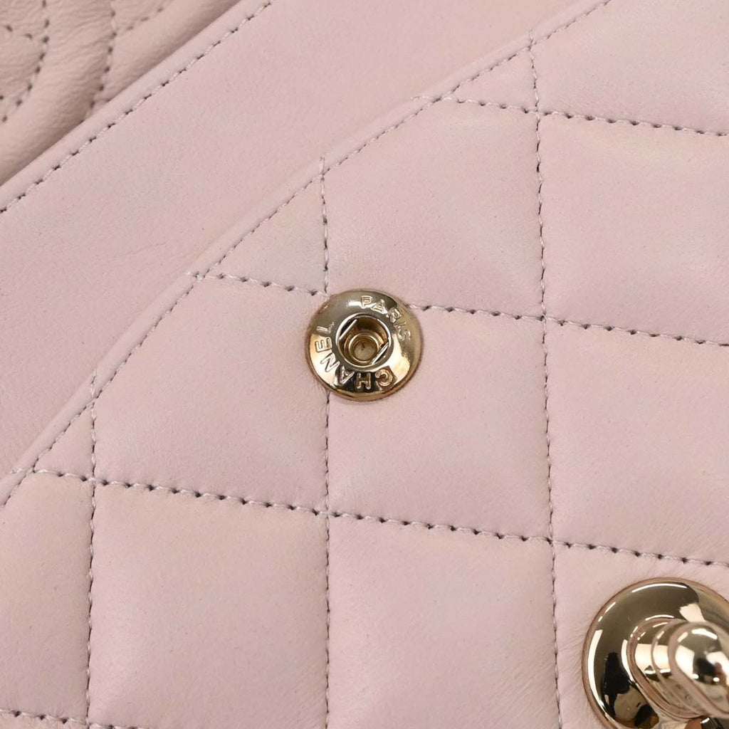 Chanel 2012-2013 Light Pink Lambskin Medium Classic Double Flap Shoulder Bag