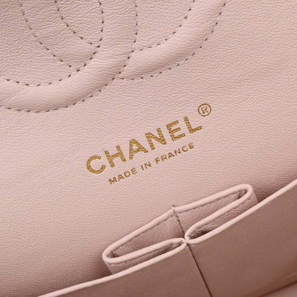 Chanel 2012-2013 Light Pink Lambskin Medium Classic Double Flap Shoulder Bag