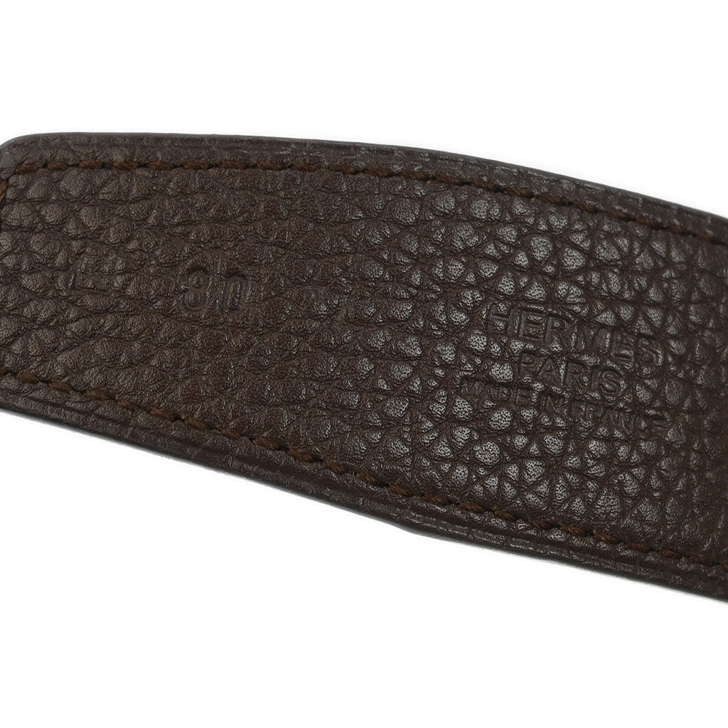 Hermes Brown Togo Box Calf Constance Reversible Belt #80 Small Good
