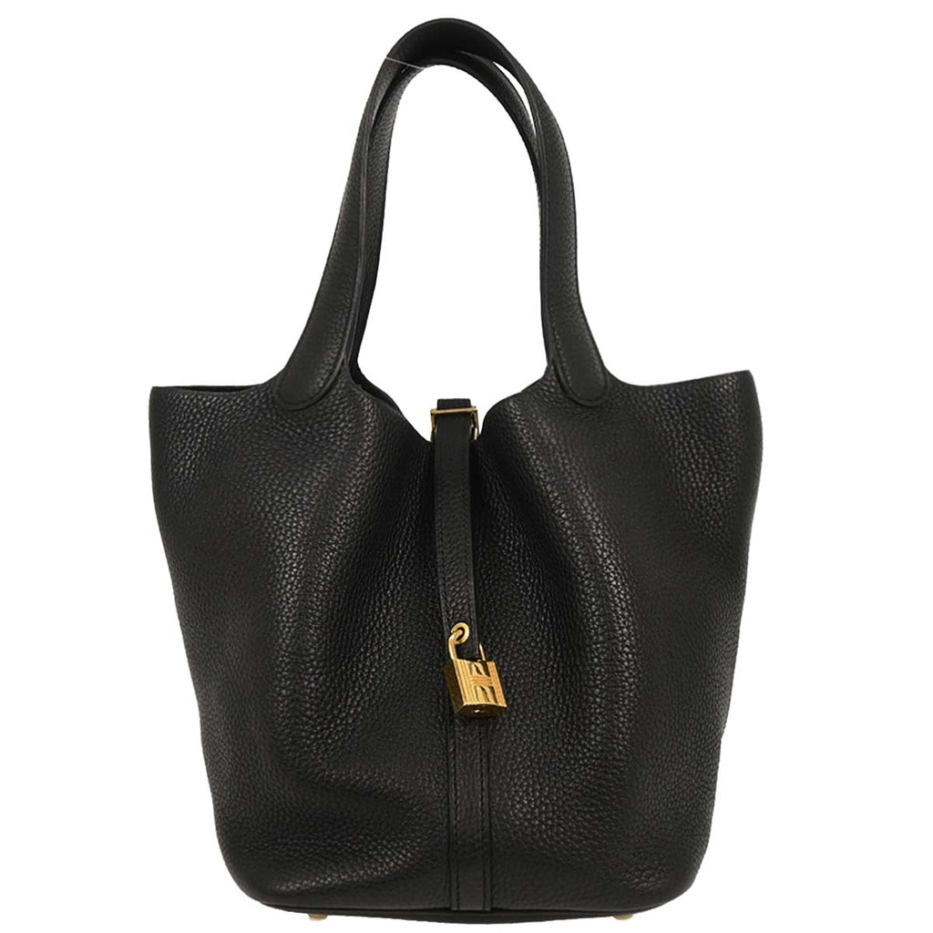 Hermes Black Taurillon Clemence Picotin Lock 22 MM Handbag