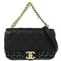 Chanel Black Calfskin Tweed 2way Shoulder Handbag