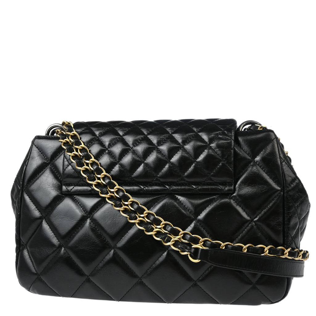 Chanel 2015-2016 Black Calfskin Daily Walk Accordion Flap Bag