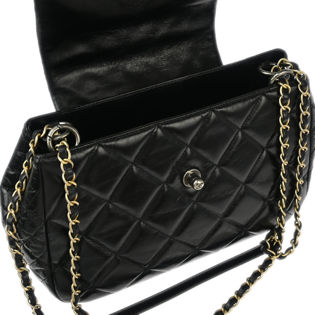Chanel 2015-2016 Black Calfskin Daily Walk Accordion Flap Bag