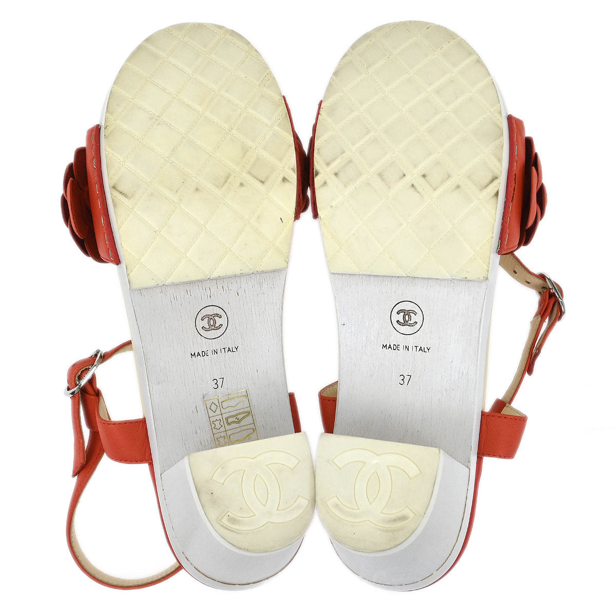Chanel * 2015 Camellia Embellished Ankle Strap Sandals Shoes #37