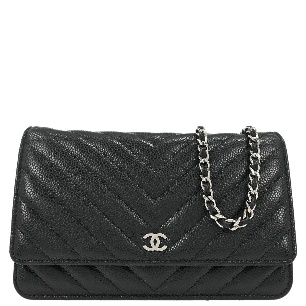 Chanel Black Caviar Chevron Classic WOC Wallet On Chain