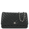 Chanel Black Caviar Chevron Classic WOC Wallet On Chain