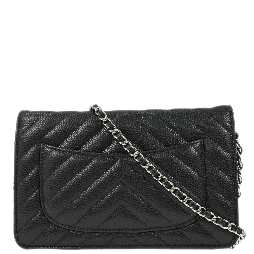 Chanel Black Caviar Chevron Classic WOC Wallet On Chain