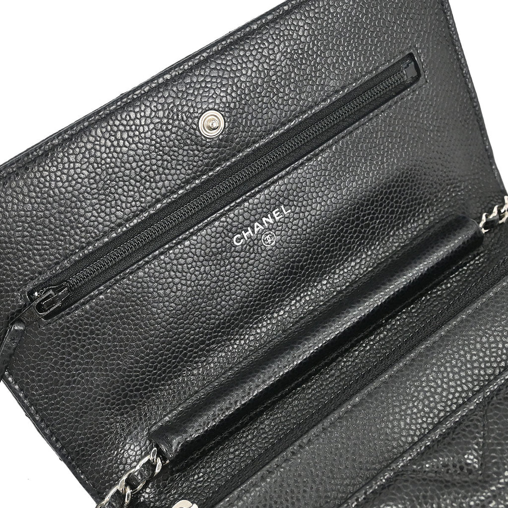 Chanel Black Caviar Chevron Classic WOC Wallet On Chain