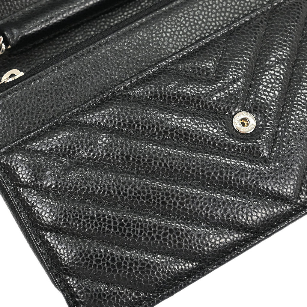 Chanel Black Caviar Chevron Classic WOC Wallet On Chain