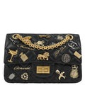 Chanel 2017 Black Calfskin Icon 2.55 Double Flap Shoulder Bag