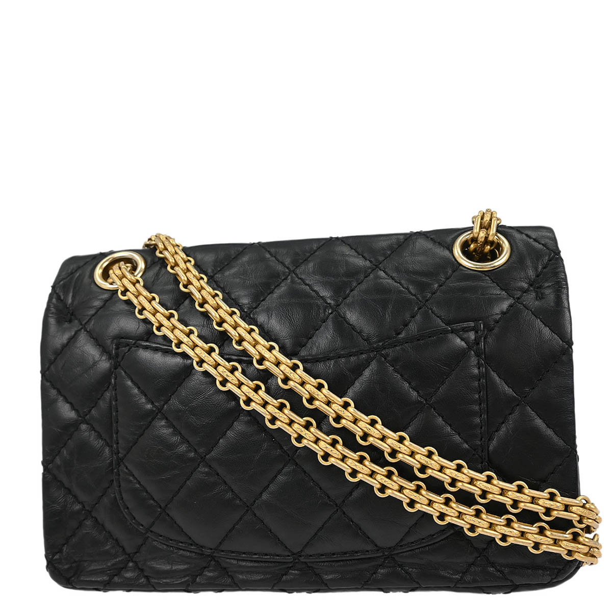 Chanel 2017 Black Calfskin Icon 2.55 Double Flap Shoulder Bag
