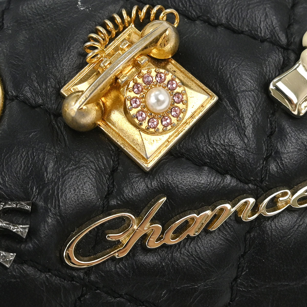 Chanel 2017 Black Calfskin Icon 2.55 Double Flap Shoulder Bag