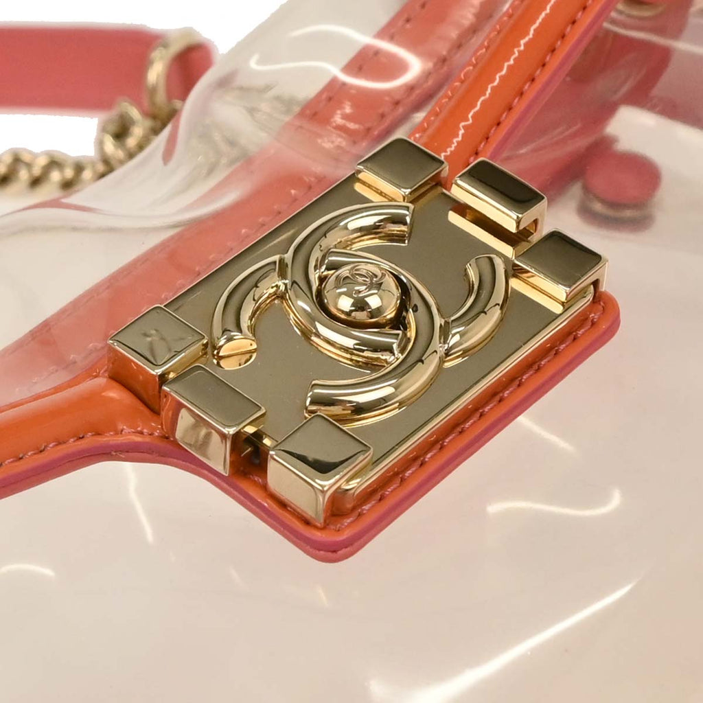 Boy Chanel Clear Pink PVC Patent leather Shoulder Bag