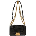 Boy Chanel Black Caviar Camellia Small Chain Shoulder Bag
