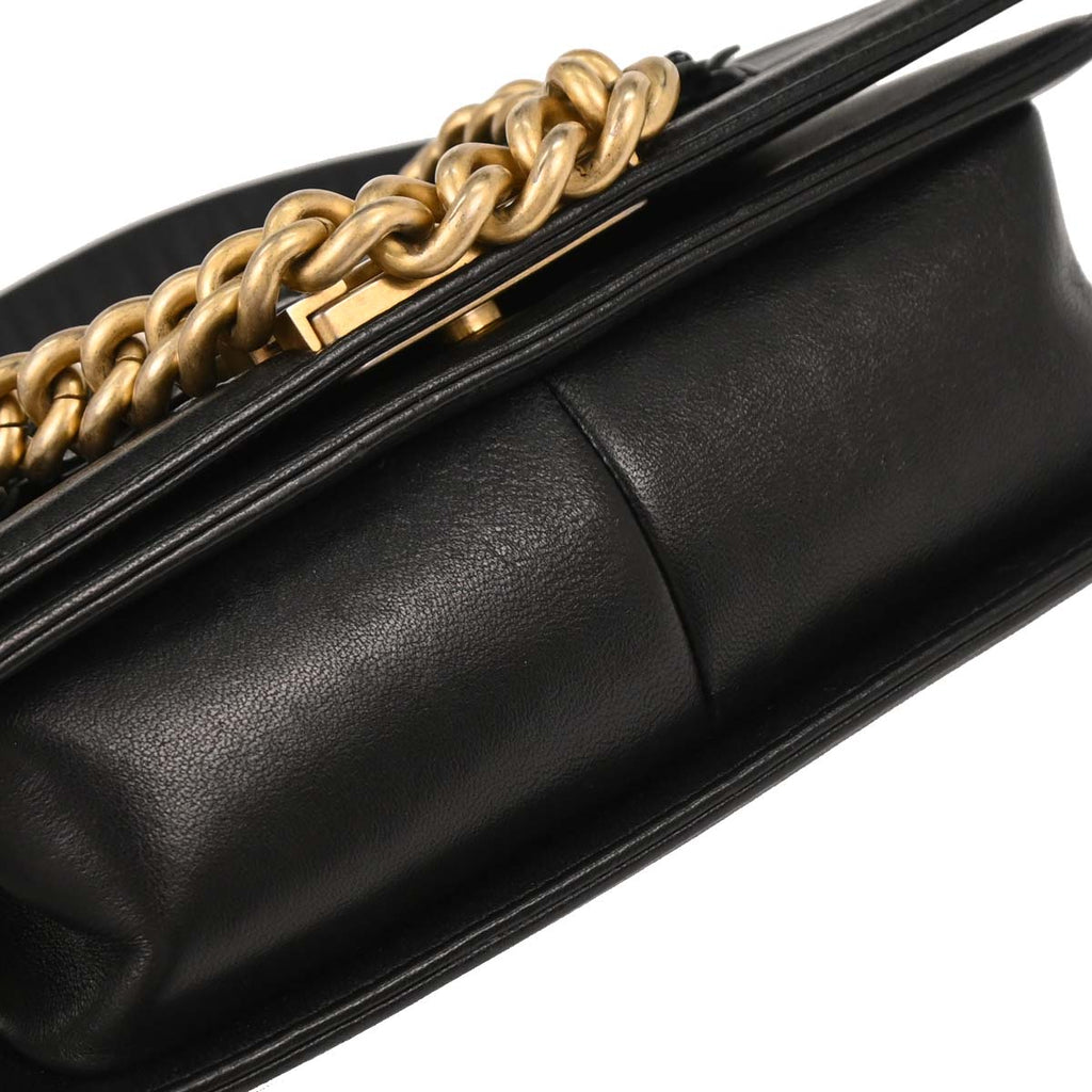 Boy Chanel Black Caviar Camellia Small Chain Shoulder Bag