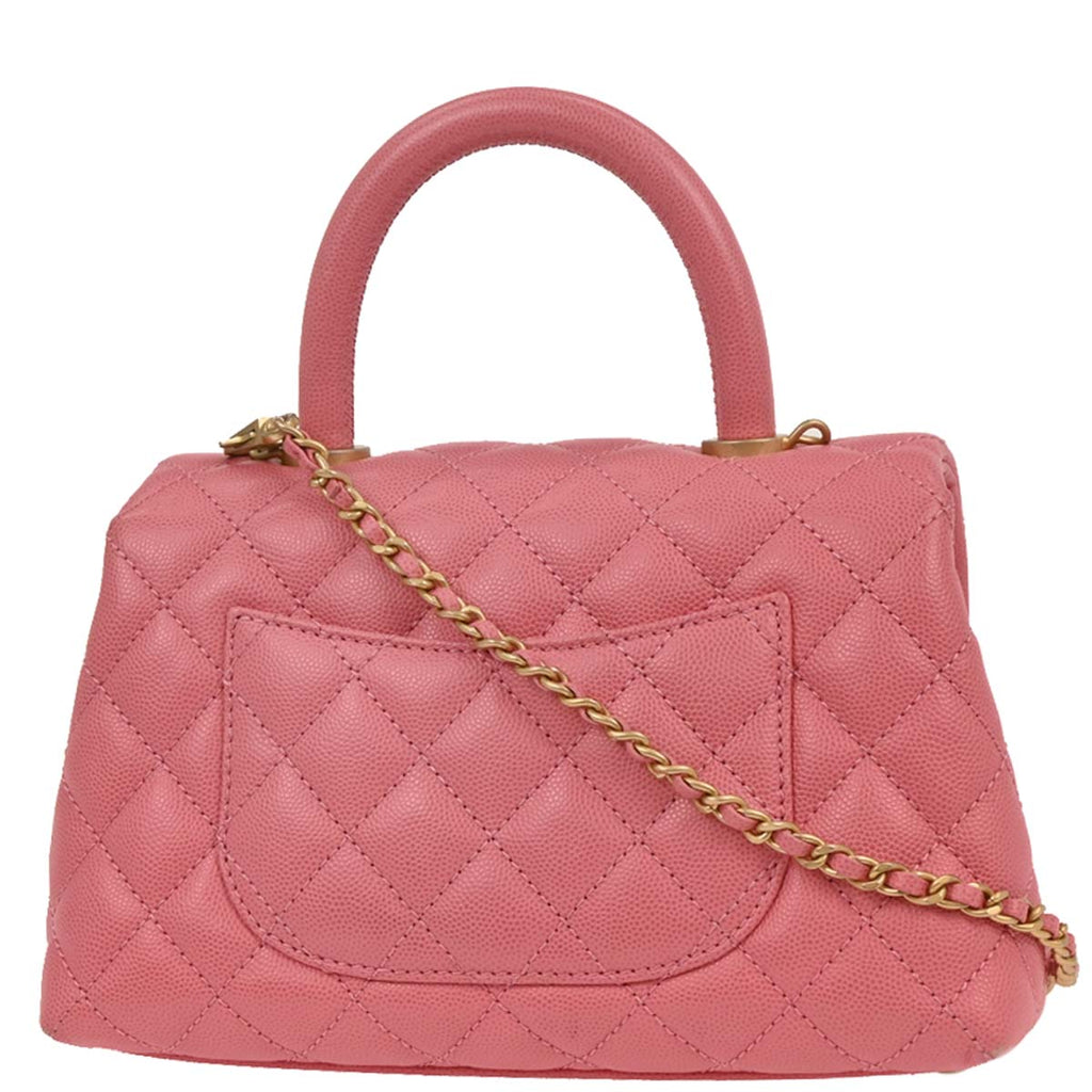 Chanel 2019 Pink Caviar Coco Handle XS 2way Shoulder Handbag