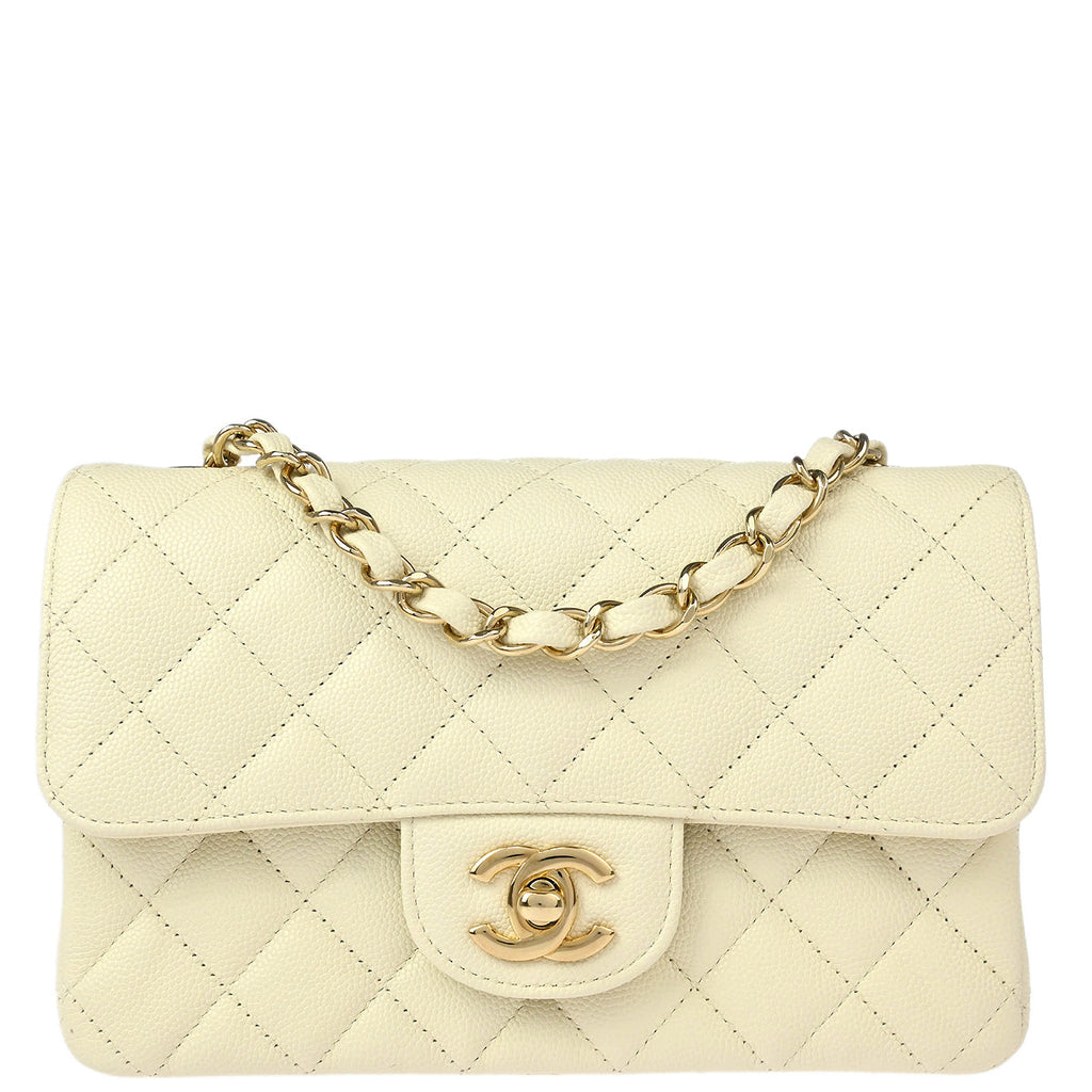 Chanel White Caviar Single Flap Shoulder Bag