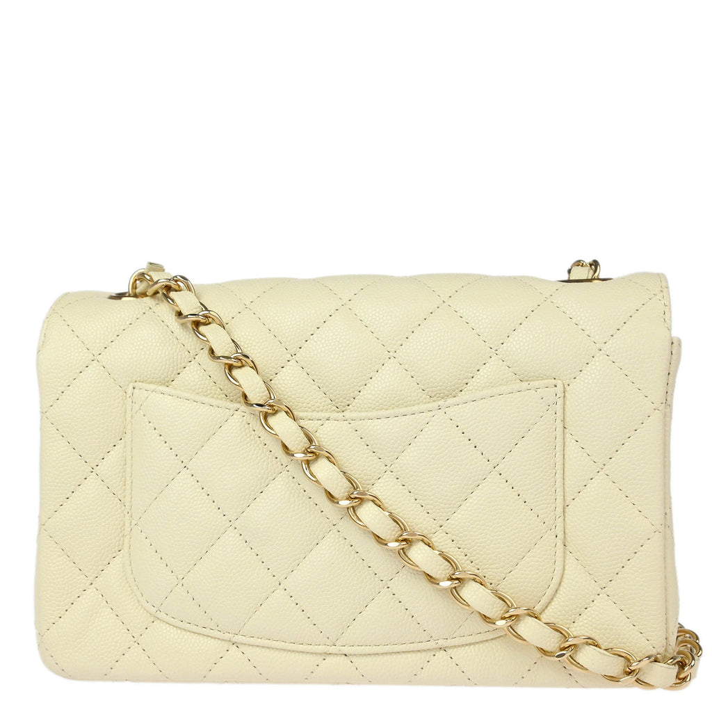 Chanel White Caviar Single Flap Shoulder Bag