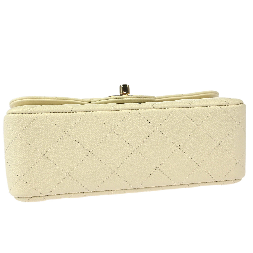 Chanel White Caviar Single Flap Shoulder Bag
