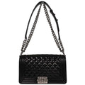 Boy Chanel 2014 Black Patent Leather Medium Shoulder Bag