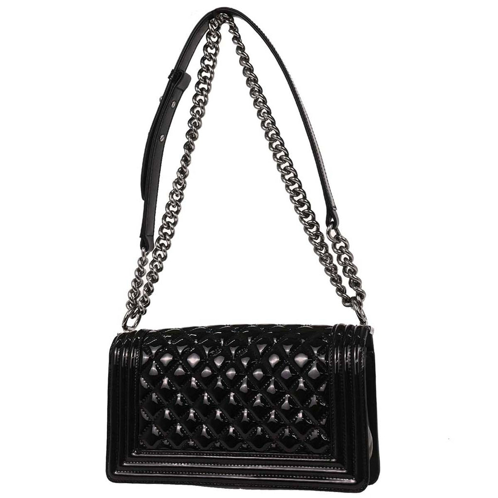 Boy Chanel 2014 Black Patent Leather Medium Shoulder Bag