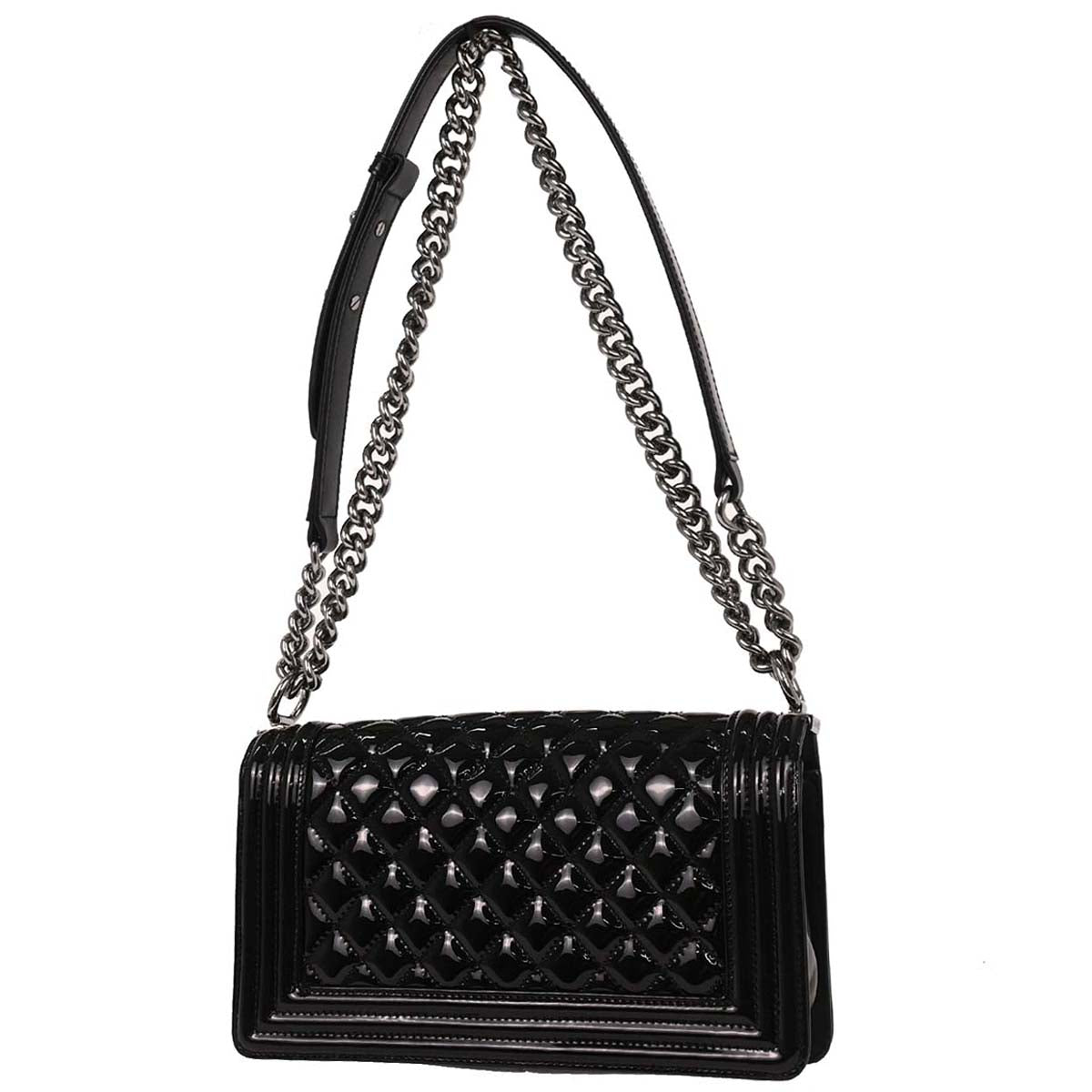 Boy Chanel 2014 Black Patent Leather Medium Shoulder Bag