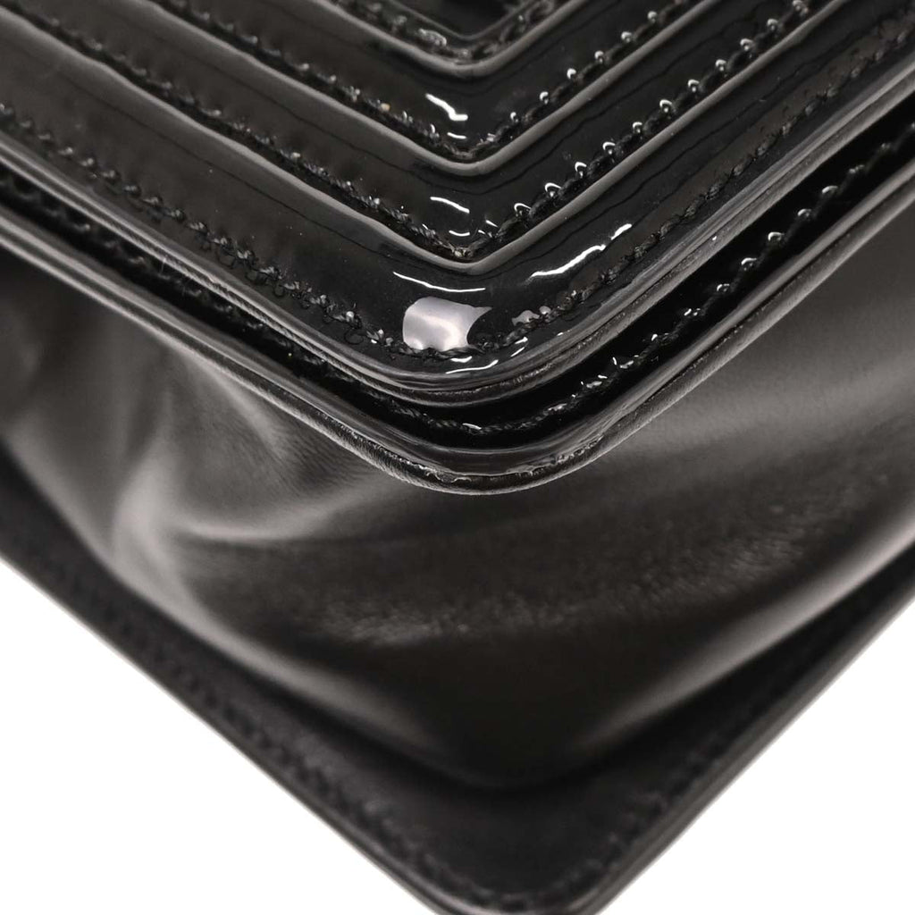 Boy Chanel 2014 Black Patent Leather Medium Shoulder Bag