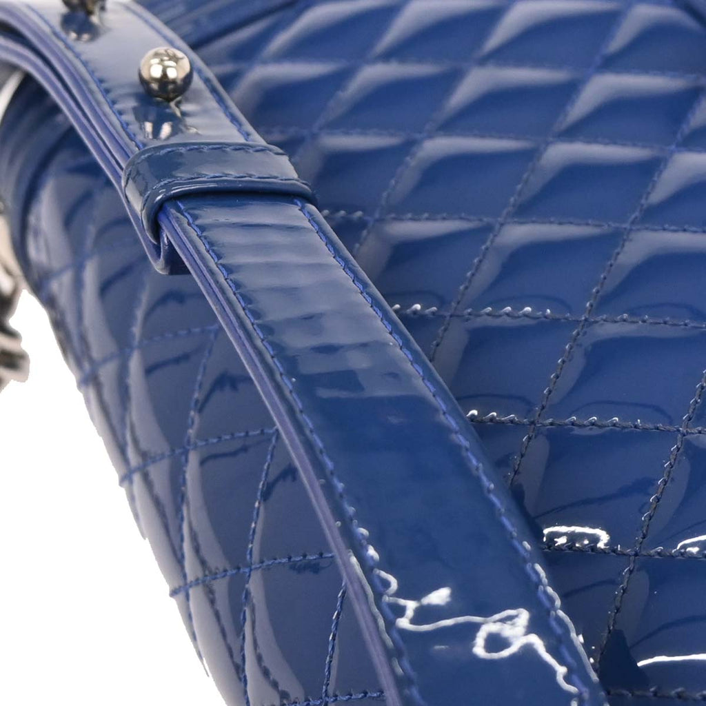 Boy Chanel 2014-2015 Blue Patent Leather Medium Shoulder Bag