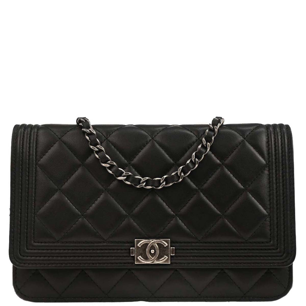 Boy Chanel 2014-2015 Black Lambskin Small WOC Wallet On Chain
