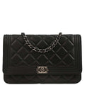Boy Chanel 2014-2015 Black Lambskin Small WOC Wallet On Chain