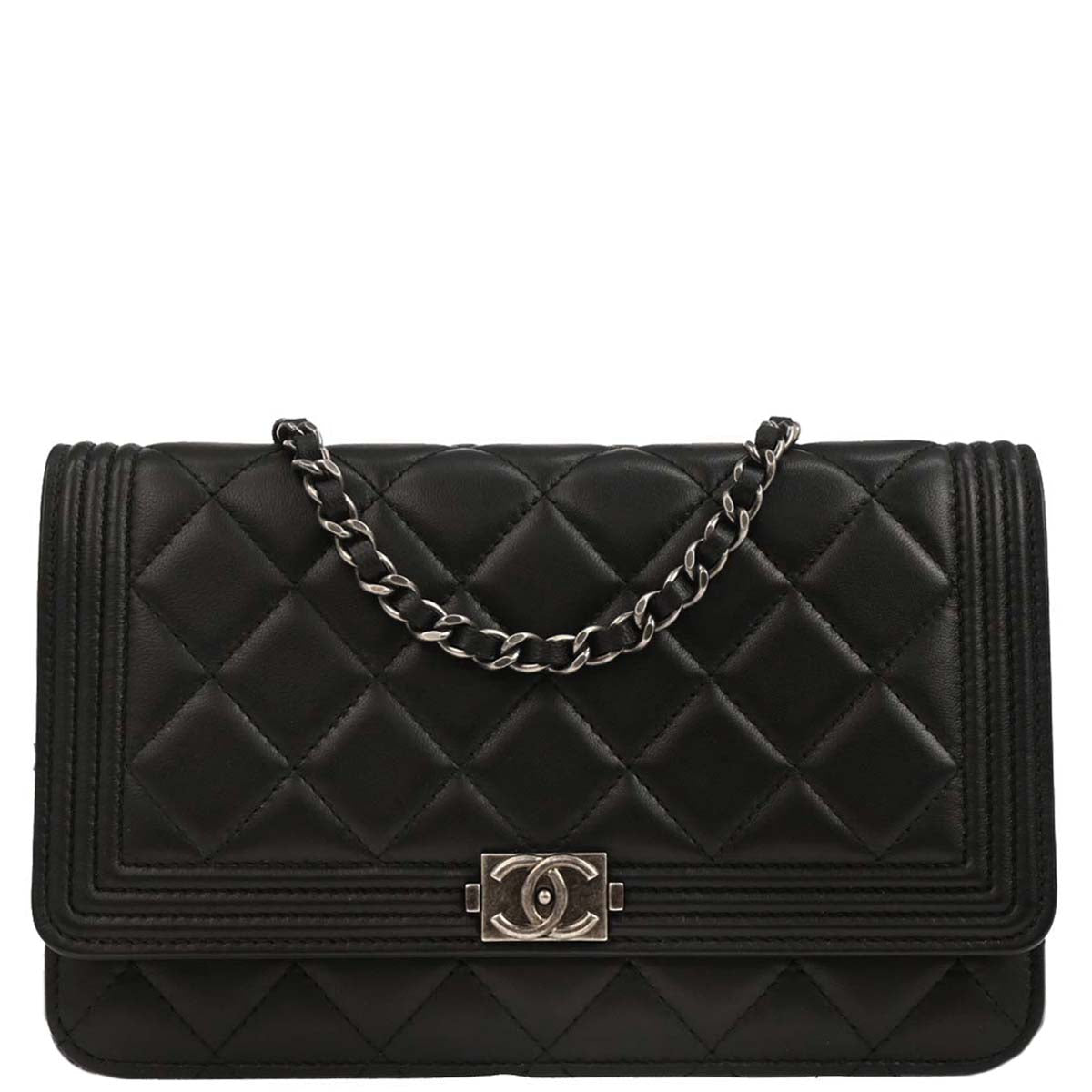 Boy Chanel 2014-2015 Black Lambskin Small WOC Wallet On Chain