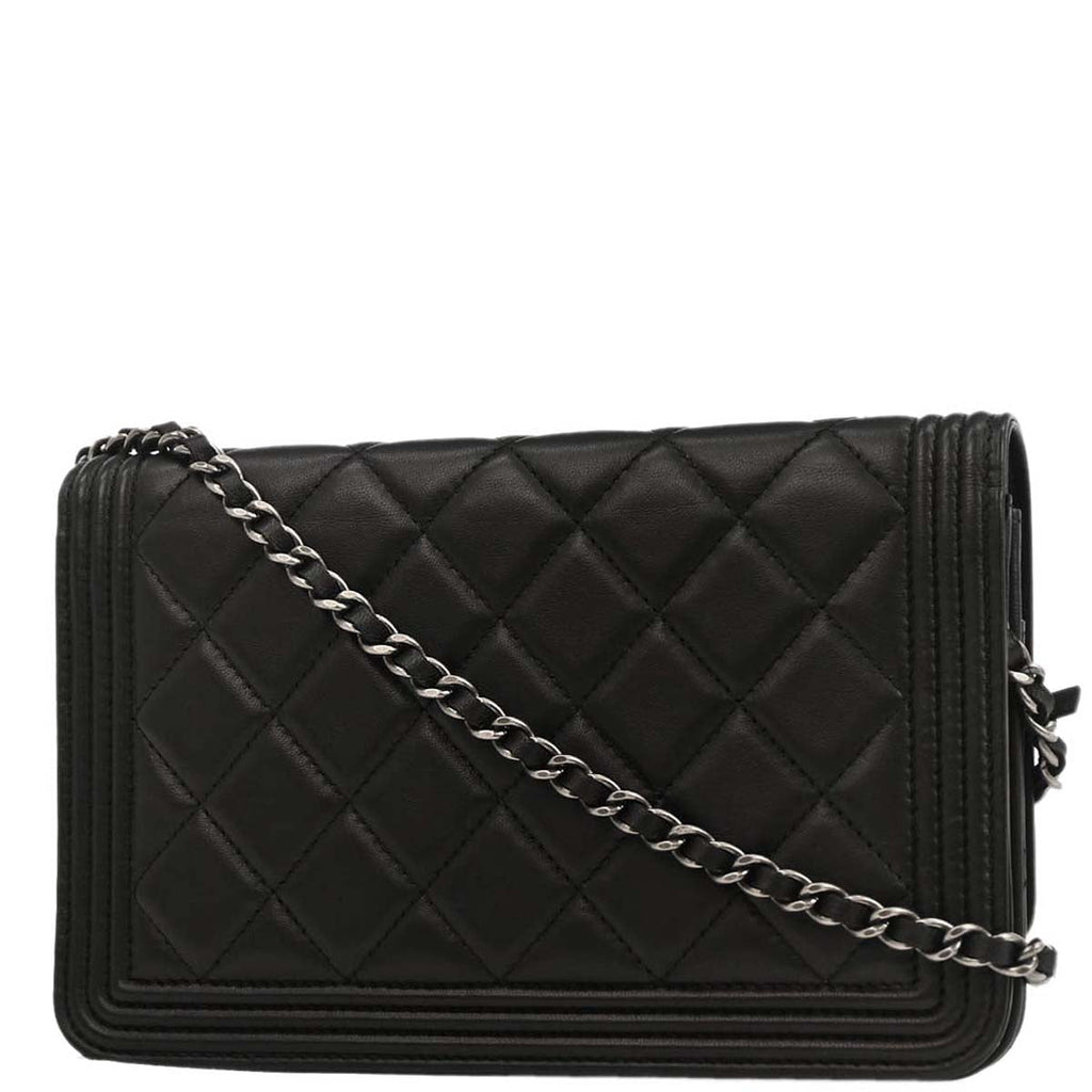 Boy Chanel 2014-2015 Black Lambskin Small WOC Wallet On Chain