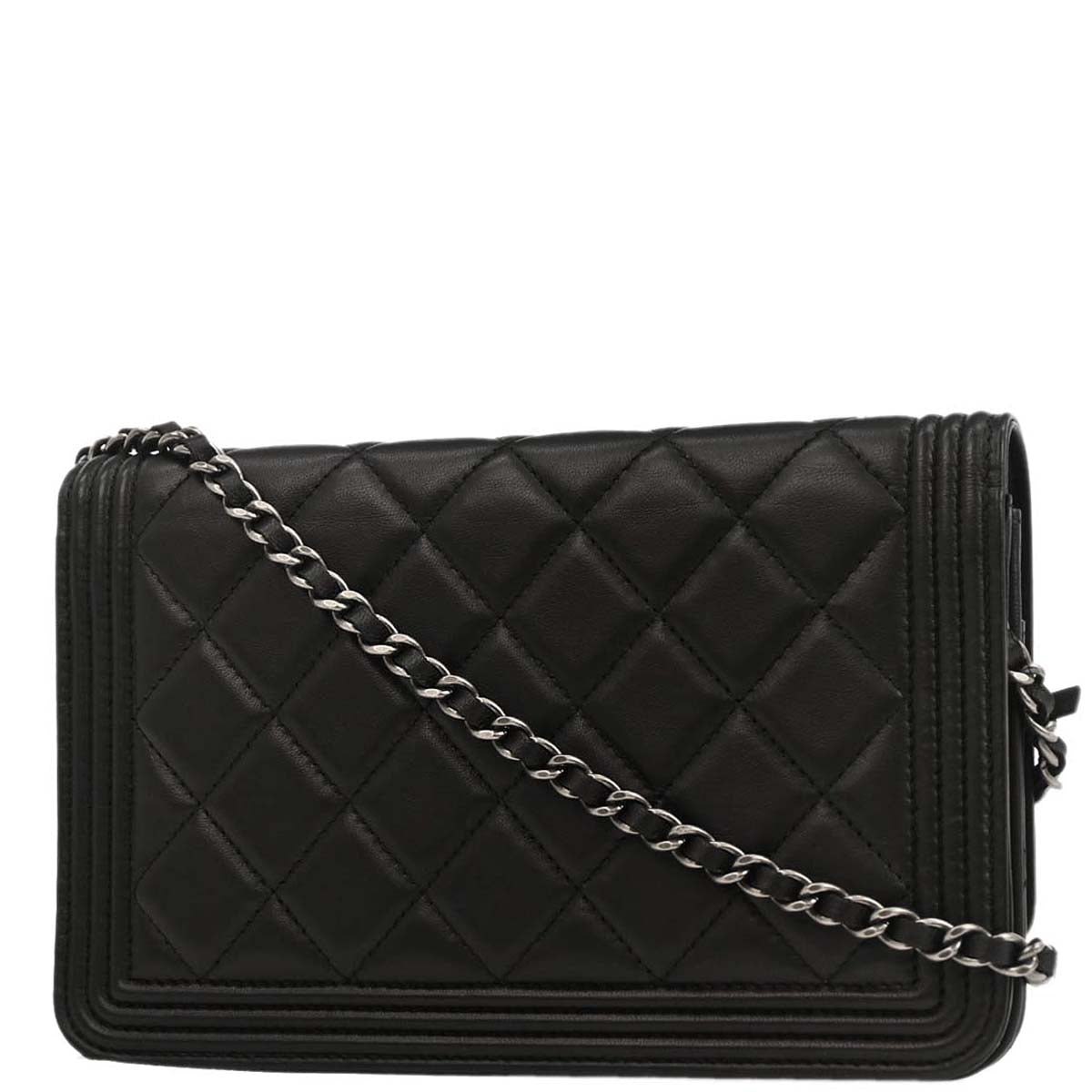 Boy Chanel 2014-2015 Black Lambskin Small WOC Wallet On Chain