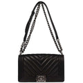 Boy Chanel Black Lambskin Chevron Medium Shoulder Bag