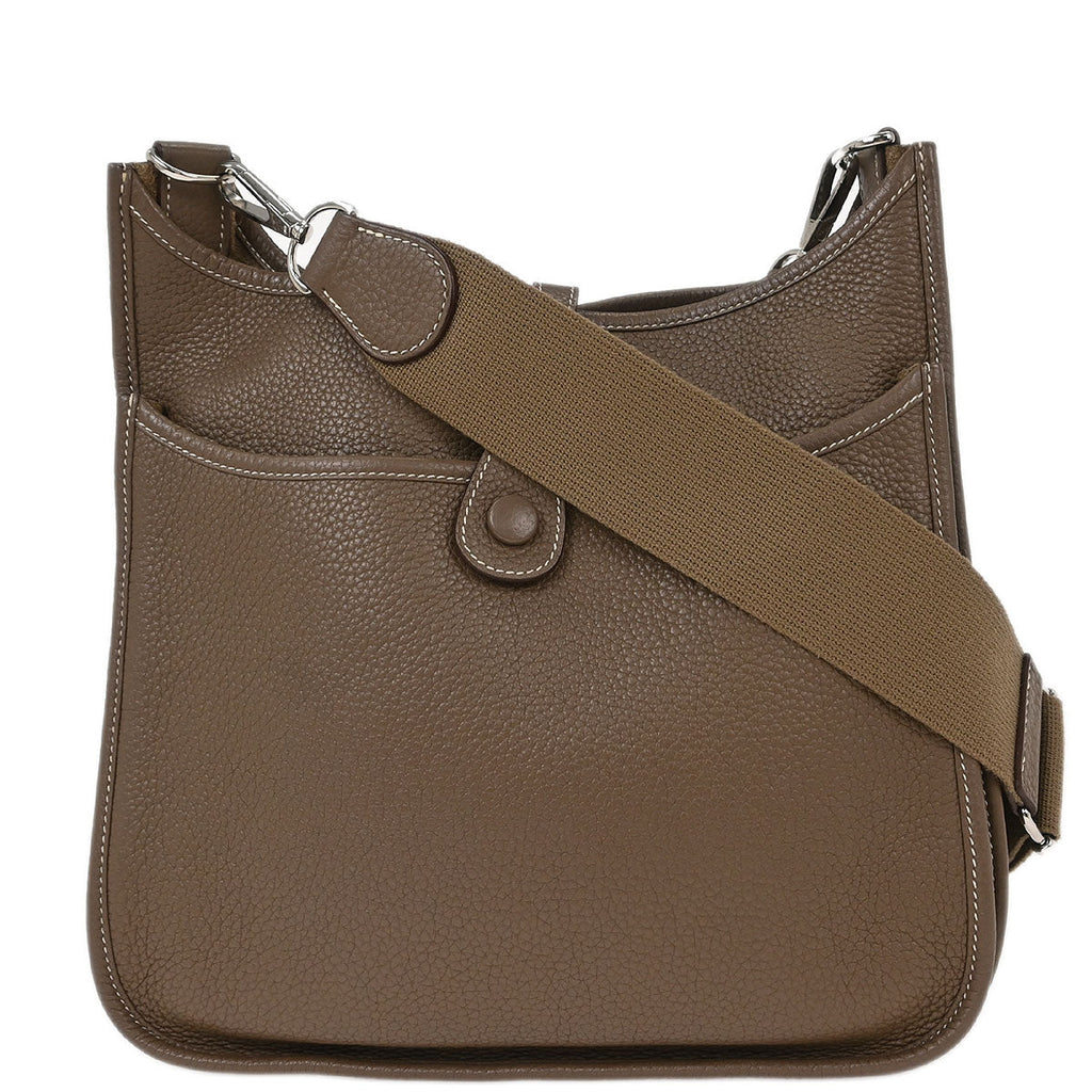 Hermes Etoupe Taurillon Clemence Evelyne 3 29 PM Shoulder Bag