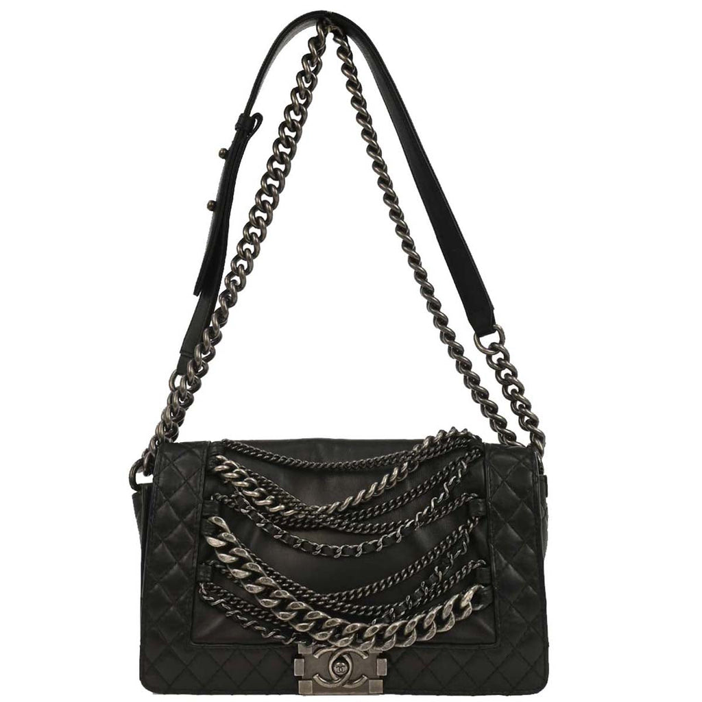 Boy Reverso Chanel 2013-2014 Black Lambskin Medium Shoulder Bag