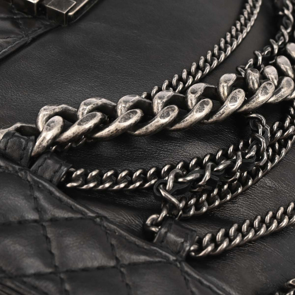 Boy Reverso Chanel 2013-2014 Black Lambskin Medium Shoulder Bag